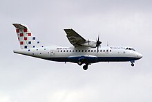 A former Croatia Airlines ATR42-300 in 2006. Croatia Airlines ATR ATR-42-300 9A-CTU (21833697829).jpg