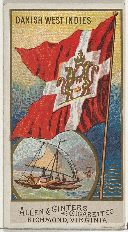 Cigarette card of 1890, depicting the royal standard of the Danish West Indies