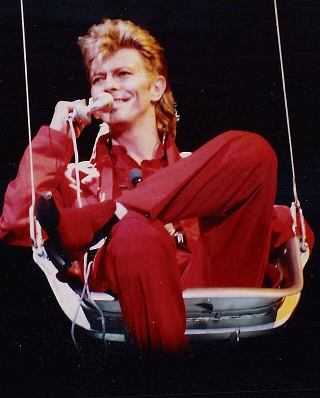 David Bowie performing.