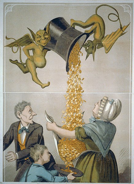 File:Devils pouring gold coins from hat into woman's apron and boy's hat LCCN2002719197.jpg