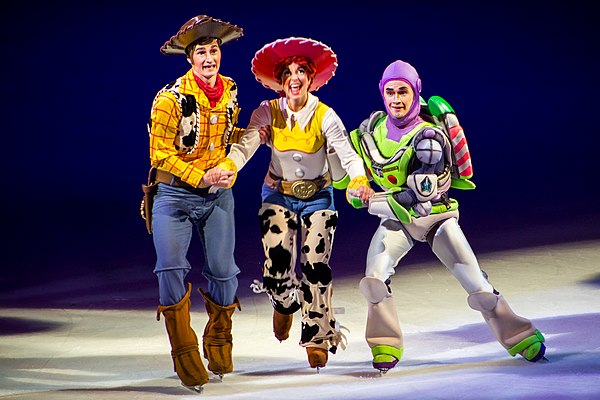 Woody (left) as he appeared in Disney on Ice: 100 Years of Magic