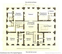 Distribution du premier étage vers 1760.