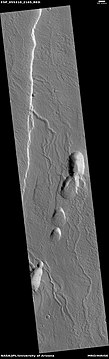 Channels coming from a trough, as seen by HiRISE under HiWish program