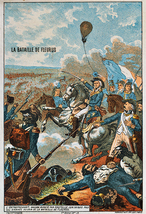 The battle of Fleurus, 26 June 1794, saw the first military use of an aircraft (L'Entreprenant).