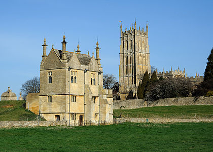 The East Banquesting House at Campden Court with St James Church in the background.