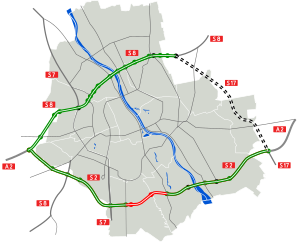 Übersichtskarte Schnellstraßenring Warschau