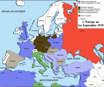 L’Europe au 1er septembre 1939