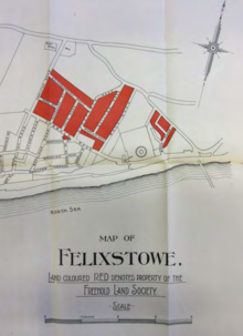 Map of FLS property in Felixstowe in 1899, as shown in the FLS's Jubilee brochure FLS Map of Felixstowe (1899).png