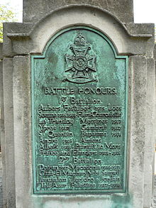 First Surrey Rifles memorial at St Giles' Church, Camberwell First Surrey Rifles' memorial (detail 2).jpg