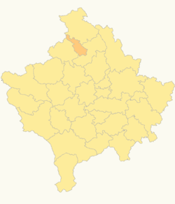 Locatie van de gemeente Zvečan in Kosovo