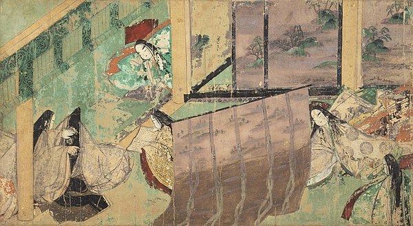 Panel from The Tale of Genji handscroll (detail). National Treasure.