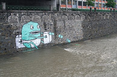 Graffiti in Vienna at Wienfluss near University of Applied Arts