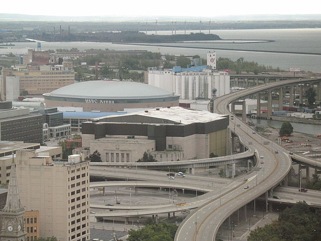 Aerial view of the venue (center) in October 2007. 2 years before demolition
