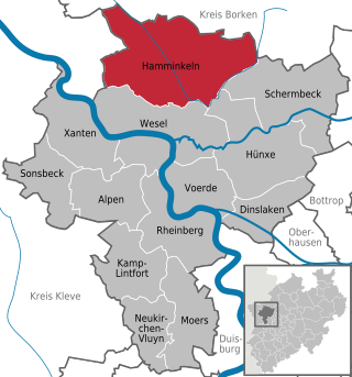 Läget för staden Hamminkeln i Kreis Wesel