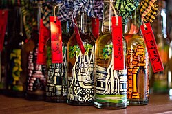Hand-painted bottles of Sombai infused rice wine Hand-painted bottles of Sombai Liqueur.jpg