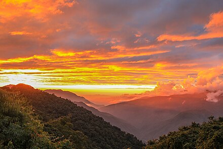 He Huan Mountain at sunset.