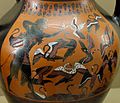 Heracles killing the Stymphalian birds with his sling. Attic black-figured amphora, c. 540 BC. Said to be from Vulci.