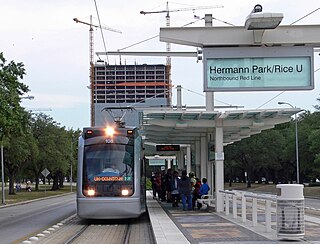 <span class="mw-page-title-main">Hermann Park/Rice University station</span> Light rail station in Houston, Texas, US
