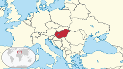 Situo de Hungario en ĝia regiono.