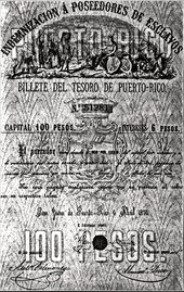 On March 22, 1873, Spain abolished slavery in Puerto Rico. The owners were compensated. Indemnity slave-bond.tif