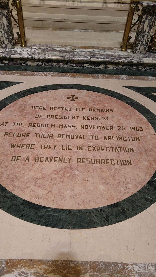 Commemoration of where President John F. Kennedy's Casket was Placed for His Requiem Mass.