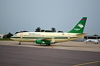 Karinou Airlines Boeing 737-200 at Brazzaville Airport by Vitaly Druchenok.jpg