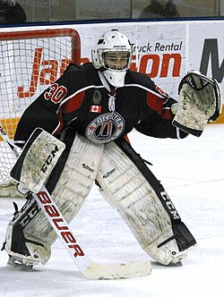 Dutchmen goalie 2013-14 season. Kitchener Dutchmen goalie 2014.jpg