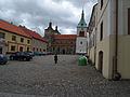 Čeština: Kostel s věží v Kouřimi. Okres Kolín, Česká republika. English: Church with tower in Kouřim town, Kolín District, Czech Republic.