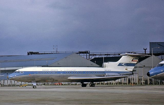 A Kuwait Airways Trident at London Heathrow in 1974