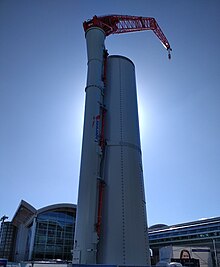 Climbing crane, at WindEnergy expo, 2018 Lagerwey Kletterkran WindEnergy Hamburg 2018.jpg