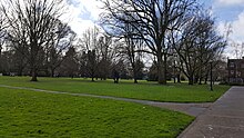 The sculpture is permanently installed on the lawn of Eliot Hall.