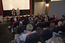 Lazar Ristovski presenting the film Train Driver's Diary at the Prague Independent Film Festival in 2017