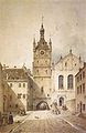 Talburgtor mit Altem Rathaus, Carl August Lebschée, 1853