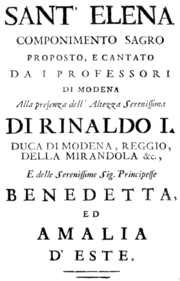 Leonardo Leo – Sant’Elena al Calvario – Titelseite des Librettos – Modena 1733