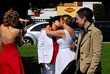 A lesbian wedding near English Bay, July 2007 Lesbian Wedding 3.jpg