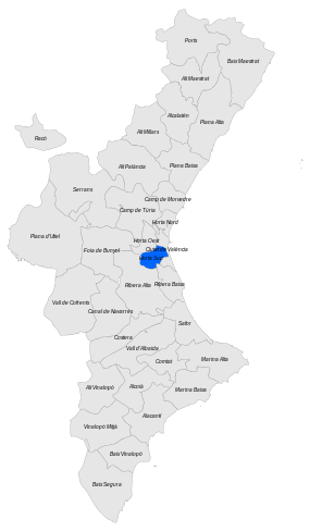 Localització de l'Horta Sud respecte del País Valencià.svg