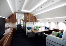 View of the cabin, inside a business jet. Lounge 2 (6749182849).jpg