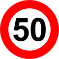 19a) — 50 km/h maximum speed limit