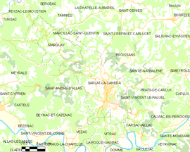 Mapa obce Sarlat-la-Canéda