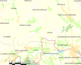 Mapa obce Droisy