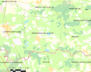 Poziția localității Ménestreau-en-Villette