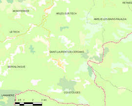 Mapa obce Saint-Laurent-de-Cerdans