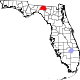 Harta statului Florida indicând comitatul Madison