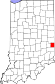 Harta statului Indiana indicând comitatul Union