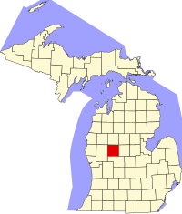 Округ Мекоста на мапі штату Мічиган highlighting
