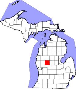 map of Michigan highlighting Mecosta County