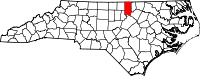 Mapo de Norda Karolino kun kantono Granville emfazita