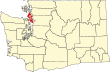 Harta statului Washington indicând comitatul Island