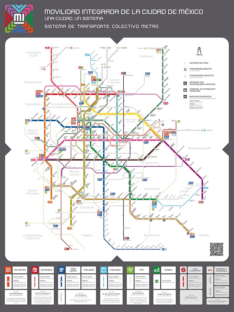 Mapa del sistema de Movilidad Integrada de la Ciudad de México