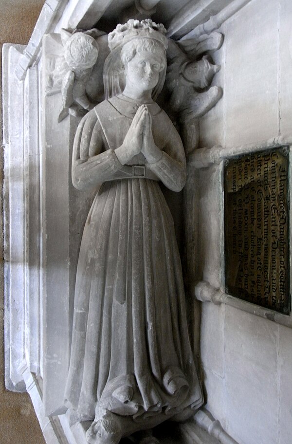 Effigy of an unknown female, possibly Margaret Beaufort, Church of St Andrew, Colyton, Devon